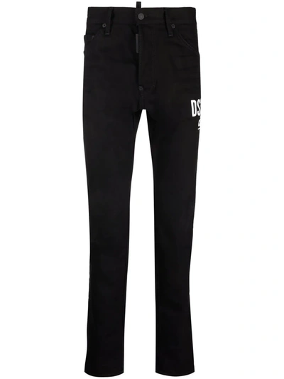 Dsquared2 Mid-rise Straight-leg Jeans In Schwarz