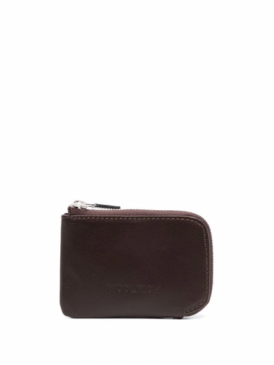 Woolrich Logo-embossed Leather Wallet In Braun