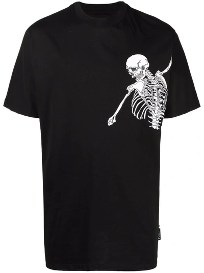 Philipp Plein Skeleton Logo Print T-shirt In Schwarz