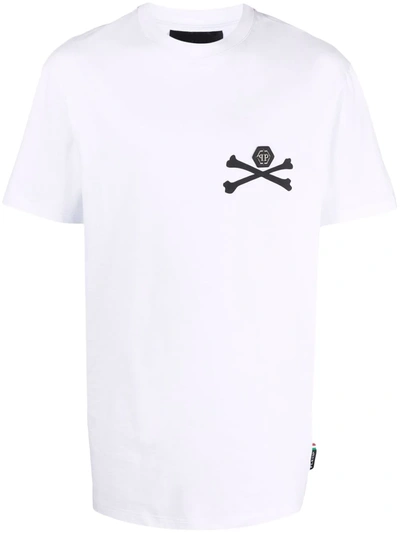 Philipp Plein Skull T-shirt In White Cotton With Skull In Weiss