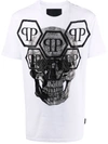 Philipp Plein T-shirt Round Neck Ss Skull With Crystals In Weiss
