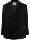 Daily Paper Double-breasted Button Coat In Black