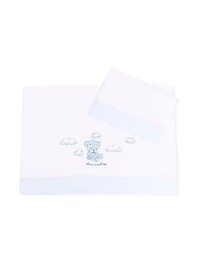 Monnalisa Logo Embroidered Blanket In White