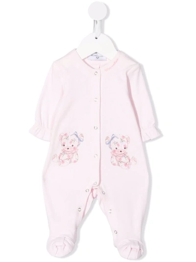 Monnalisa Babies' Teddy Bear-print Long-sleeve Cotton Pyjamas In Pink