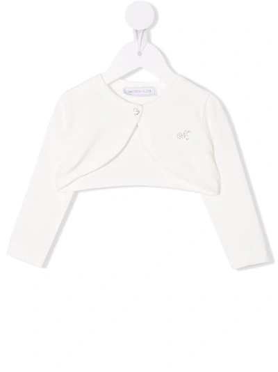 Monnalisa Babies' Embellished-logo Cardigan In Cream