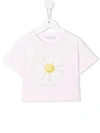 Monnalisa Floral-print Studded T-shirt In Pink