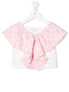 Monnalisa Ruffle-trim Short-sleeve Top In Pink
