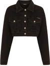 Dolce & Gabbana Cropped Denim Jacket With Pockets In Black