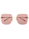 Boucheron Large Square-frame Sunglasses In Gold