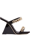 Giuseppe Zanotti Suede Sandals With Chain Details In Schwarz