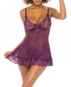 OH LA LA CHERI WOMEN'S SOFT CUP LACEY BABYDOLL WITH BOWS AND G-STRING
