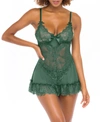 OH LA LA CHERI WOMEN'S SOFT CUP LACEY BABYDOLL WITH BOWS AND G-STRING