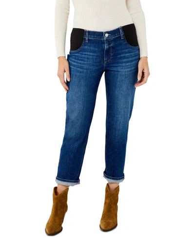 Paige Nuella Side Panel Straight-leg Maternity Jeans In Medium Wash