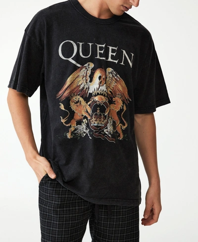 COTTON ON MEN'S OVERSIZED VINTAGE-INSPIRED QUEEN BAND TEE 
