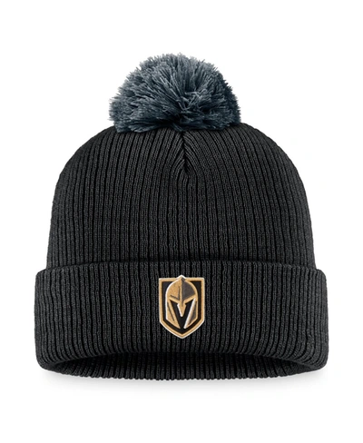 FANATICS MEN'S BLACK VEGAS GOLDEN KNIGHTS TEAM CUFFED KNIT HAT WITH POM