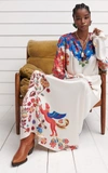 Etro Long Tunic Dress In White Silk With Multicolor Print In Multi