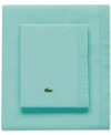 LACOSTE HOME SOLID COTTON PERCALE SHEET SET, TWIN