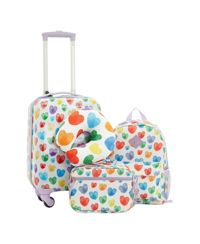 Travelers Club Kid's Hard Side Carry-on Spinner 5 Piece Luggage Set In Thumbprint Heart