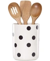 KATE SPADE NEW YORK ALL IN GOOD TASTE DECO DOT UTENSIL CROCK AND WOODEN UTENSILS