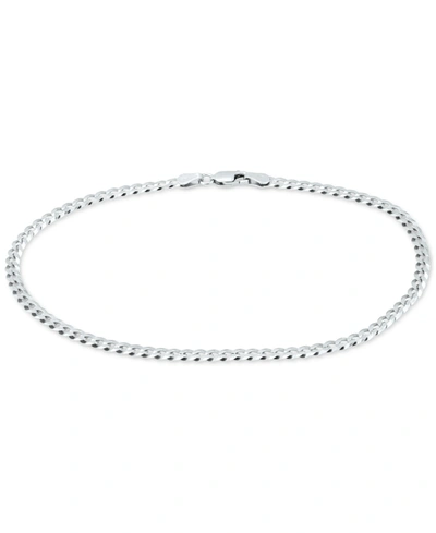 Giani Bernini Curb Link Ankle Bracelet, Created For Macy's In Silver