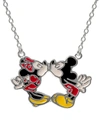 DISNEY KISSING MINNIE & MICKEY MOUSE 18" PENDANT NECKLACE IN STERLING SILVER