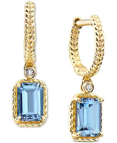 Effy Collection Effy London Blue Topaz (1-1/2 Ct. T.w.) & Diamond Accent Drop Earrings In 14k Gold