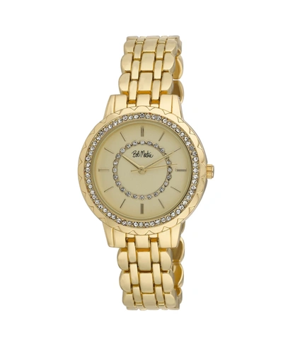 Bob Mackie Unisex Crystal Dial Scallop Bezel Gold-tone Base Metal Bracelet Watch 36mm