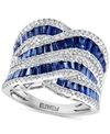 Effy Collection Effy Sapphire (3-1/3 Ct. T.w.) & Diamond (5/8 Ct. T.w.) Swirl Statement Ring In 14k White Gold In Sapphire