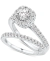 Macy's Diamond Halo Bridal Set (1-1/2 Ct. T.w.) In 14k White Gold In White Gold