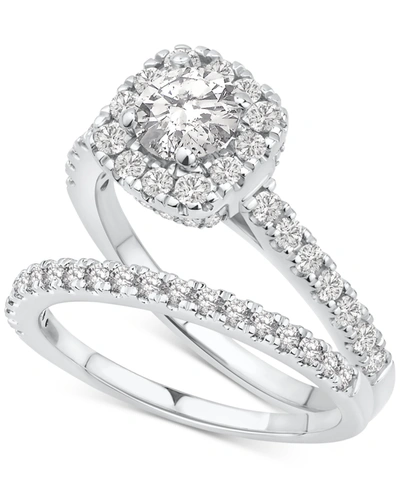 Macy's Diamond Halo Bridal Set (1-1/2 Ct. T.w.) In 14k White Gold