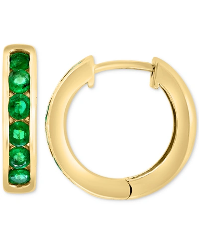 Effy Collection Effy Emerald Small Hoop Earrings (1-3/8 Ct. T.w.) In 14k Gold, 0.7"