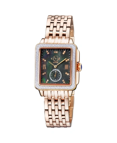 Gevril Bari Tortoise Black Mother Of Pearl Dial Diamond Watch, 34 Mm X 30 Mm In Rose
