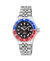 Gevril Wall Street Gmt Black Dial Pepsi Bezel Mens Watch 4952b In Silver