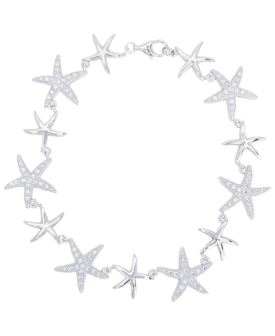 Macy's Cubic Zirconia Star Bracelet In Fine Gold Plate Or Fine Silver Plate In Silver Plated