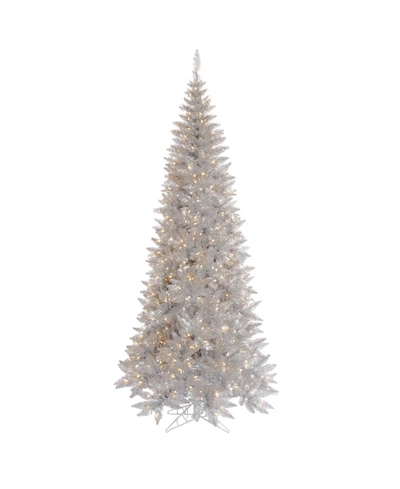 Vickerman 7.5' Silver Tinsel Fir Artificial Christmas Tree