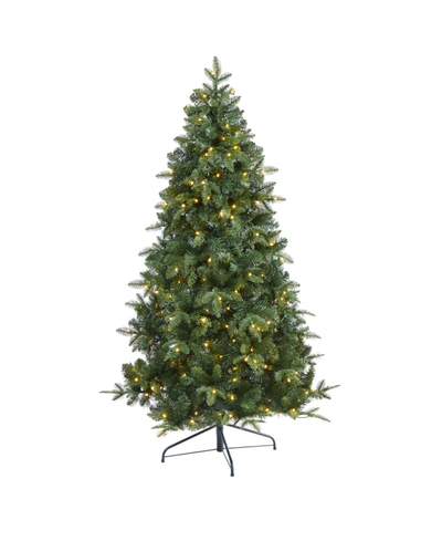 Nearly Natural Grand Teton Spruce Flat Back Artificial Christmas Tree With 180 Clear Led Lights And 727 Bendable Br In Green