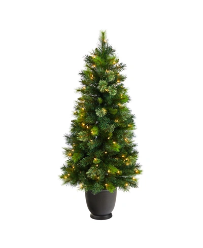 Nearly Natural Oregon Pine Artificial Christmas Artificial In Decorative Planter With 250 Bendable Branches And 100 In Green