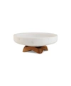Nambe Chevron Fruit Or Centerpiece Bowl In White/brown