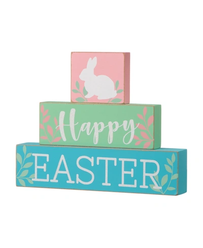 Glitzhome 9.5"l Wooden Easter Block Table Decor In Multi