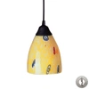 Elk Lighting Classico 1 Light Pendant In Dark Rust And Yellow Blaze Glass - Includes Adapter Kit In Rust