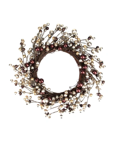 Northlight 20" Autumnal Bliss Ball Ornaments On A Natural Vine Wrapped Wreath In Brown