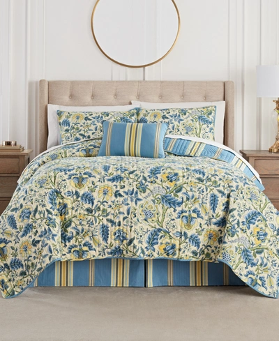 Waverly Imperial Dress 4 Piece Quilt Set, Full/queen In Porcelain