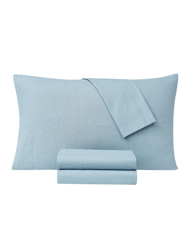 Frye Cotton/linen 4 Piece Sheet Set, California King Bedding In Light Blue