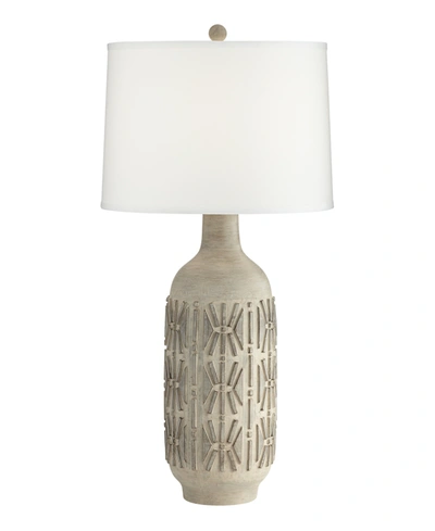 Pacific Coast Carved Pattern Table Lamp In Graystone Wash