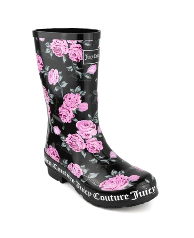 Juicy Couture Women's Totally Logo Rainboots In Black Floral