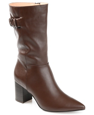 Journee Collection Women's Wilo Wide Calf Block Heel Boots In Brown