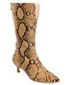 Journee Collection Esperanza Womens Faux Leather Snake Print Mid-calf Boots In Brown