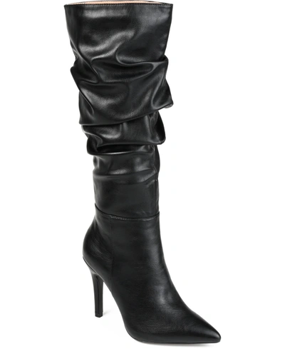 JOURNEE COLLECTION WOMEN'S SARIE WIDE CALF RUCHED STILETTO BOOTS