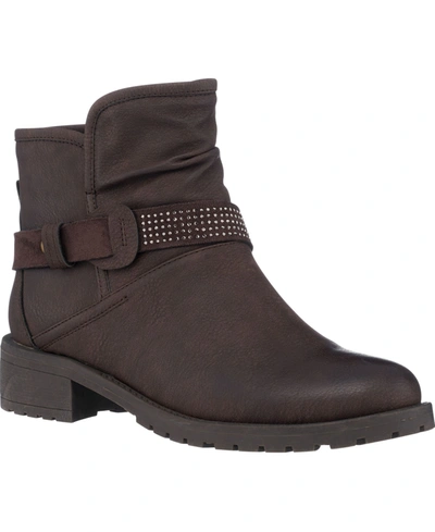 Gc Shoes Moto Womens Faux Leather Rubber Outsole Ankle Boots In Brown