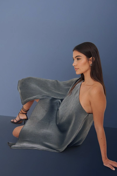 Na-kd Shimmery One Shoulder Mini Dress - Grey